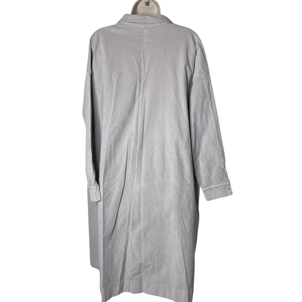 ALBUM DI FAMIGLIA Light Grey Velvet Collar Oversized Button Front Shirt Dress S - Picture 5 of 14